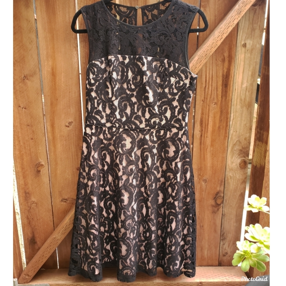 Maggy London 💗 Black/Pink Lace Dress Size 6